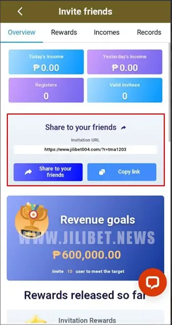 To get your Referral link 2